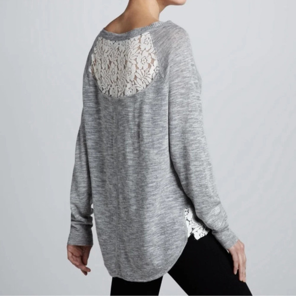French Connection | Lace Knit Pullover | Gray/Cream | size M - Picture 3 of 9